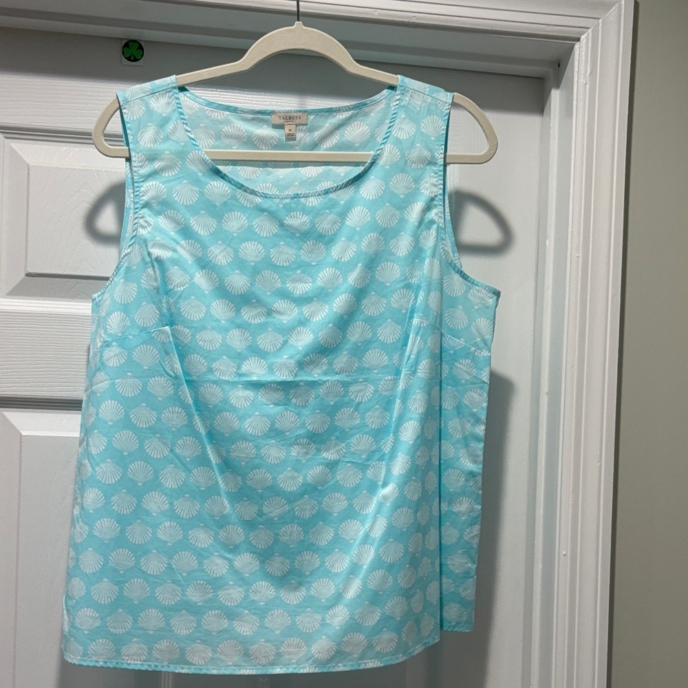 Sleeveless Aqua Shell Print Top